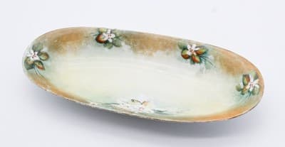 Antique Hand Painted Made in Germany Floral Porcelain Oval Serving Dish - Thumbnail 7