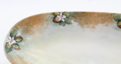 Antique Hand Painted Made in Germany Floral Porcelain Oval Serving Dish - Thumbnail 6