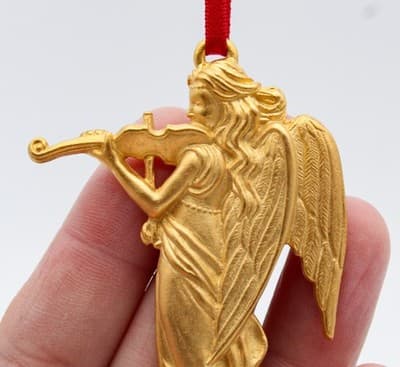 Lewis Stern LS Signed Gold Gilt Musical Angel Christmas Ornament Vintage - Thumbnail 4