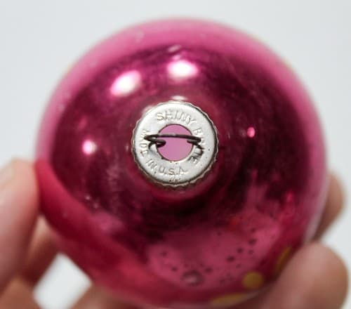 SHINY BRITE Vintage Pink Hand Painted Floral Glass Christmas Ornament - Thumbnail 5