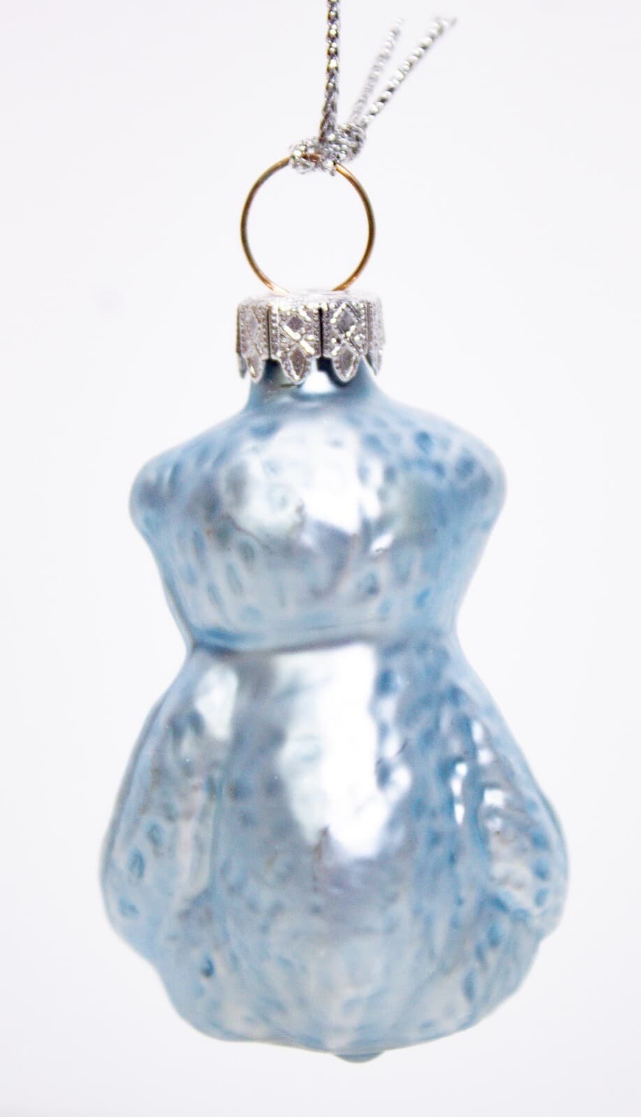 Vintage Made In Germany Glass Blue Bear Decorative Christmas Ornament - Thumbnail 2