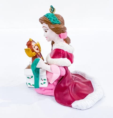 Vtg Disney Grolier Magic Beauty & The Beast Belle w/Cogsworth Christmas Ornament - Thumbnail 2