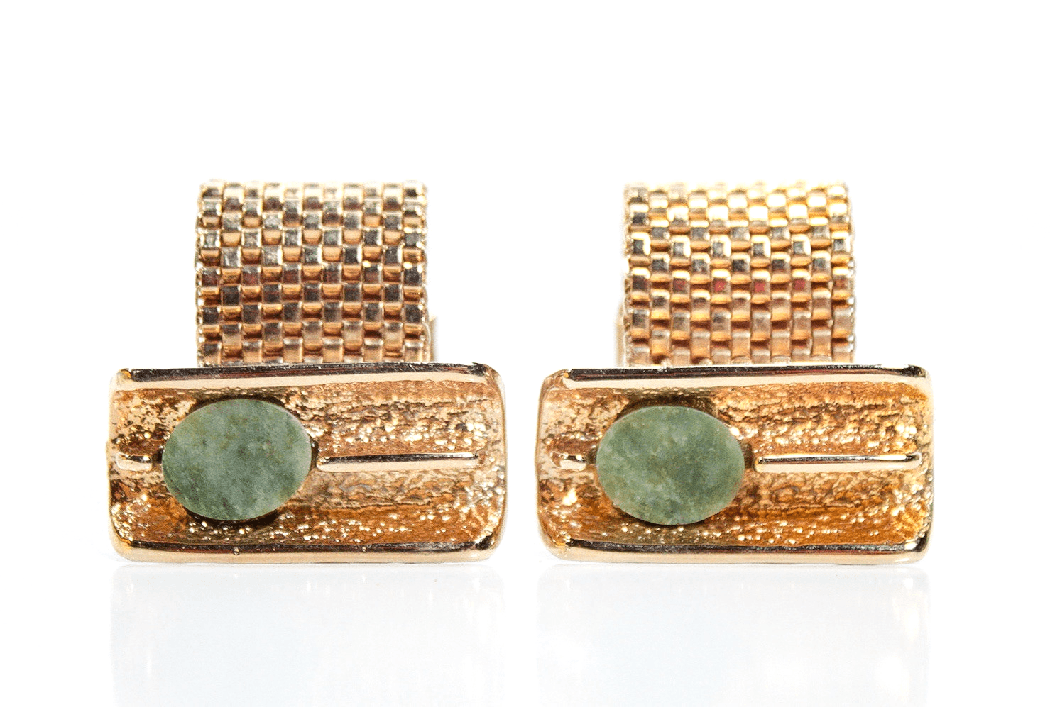 Vintage Designer DANTÉ Modernist Style Green Jade Men Fashion Cufflinks - Image 1