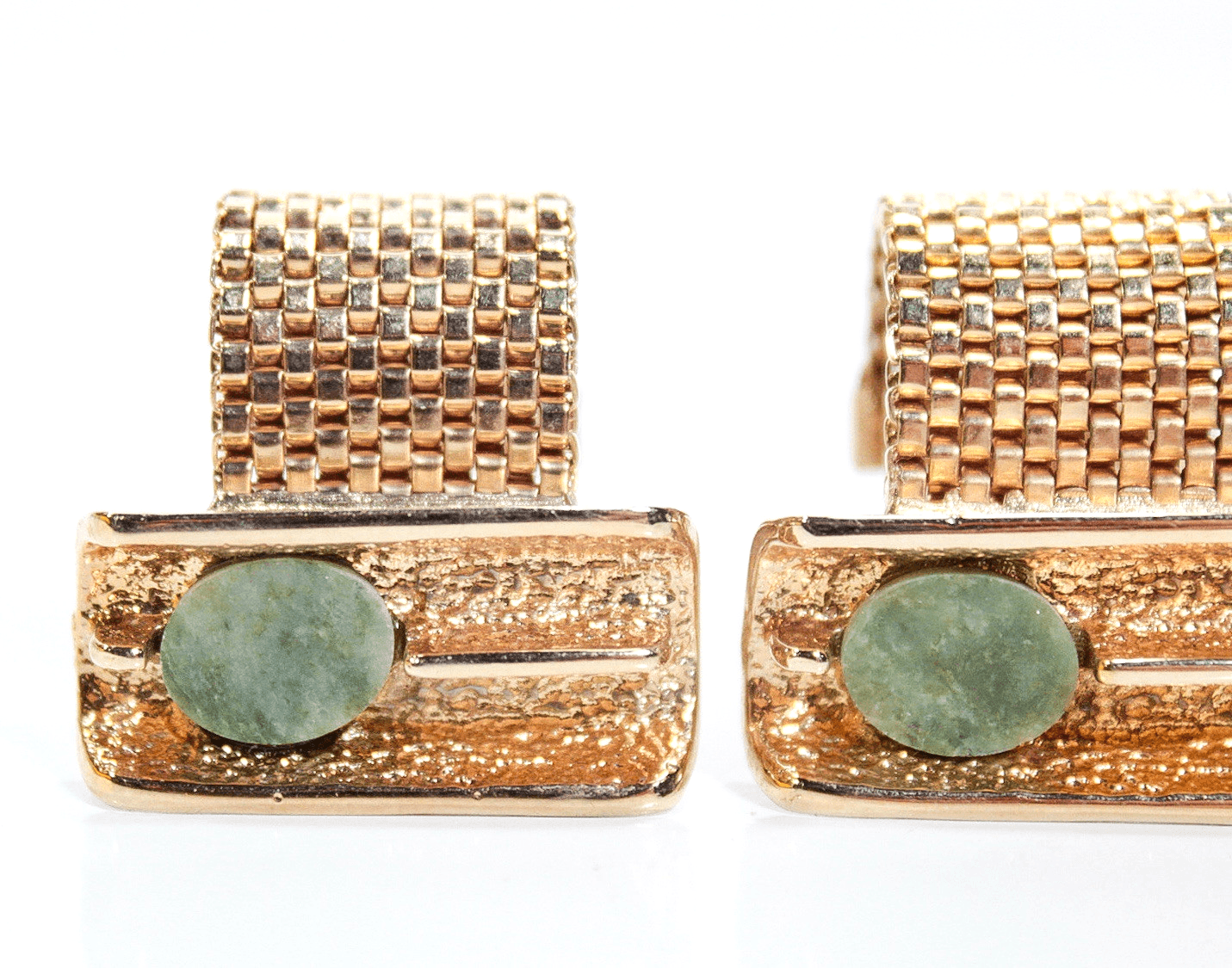 Vintage Designer DANTÉ Modernist Style Green Jade Men Fashion Cufflinks - Thumbnail 2
