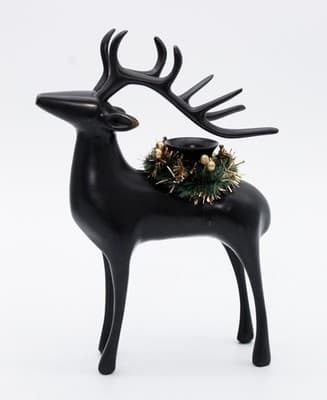 Pottery Barn Solid Bronze Reindeer Taper Christmas Holiday Candle Holder In Box - Thumbnail 4