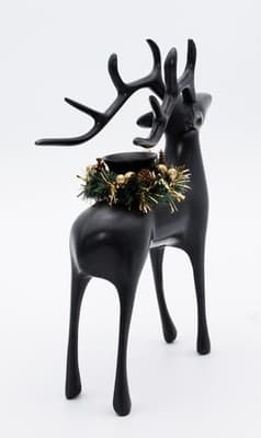 Pottery Barn Solid Bronze Reindeer Taper Christmas Holiday Candle Holder In Box - Thumbnail 9