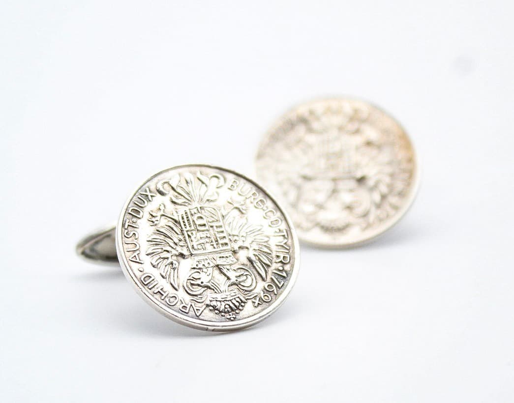 800 European Silver Austria 1769 Coin Men's Fashion Cufflinks Hallmarked - Thumbnail 5