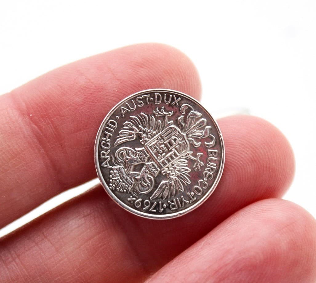800 European Silver Austria 1769 Coin Men's Fashion Cufflinks Hallmarked - Thumbnail 2