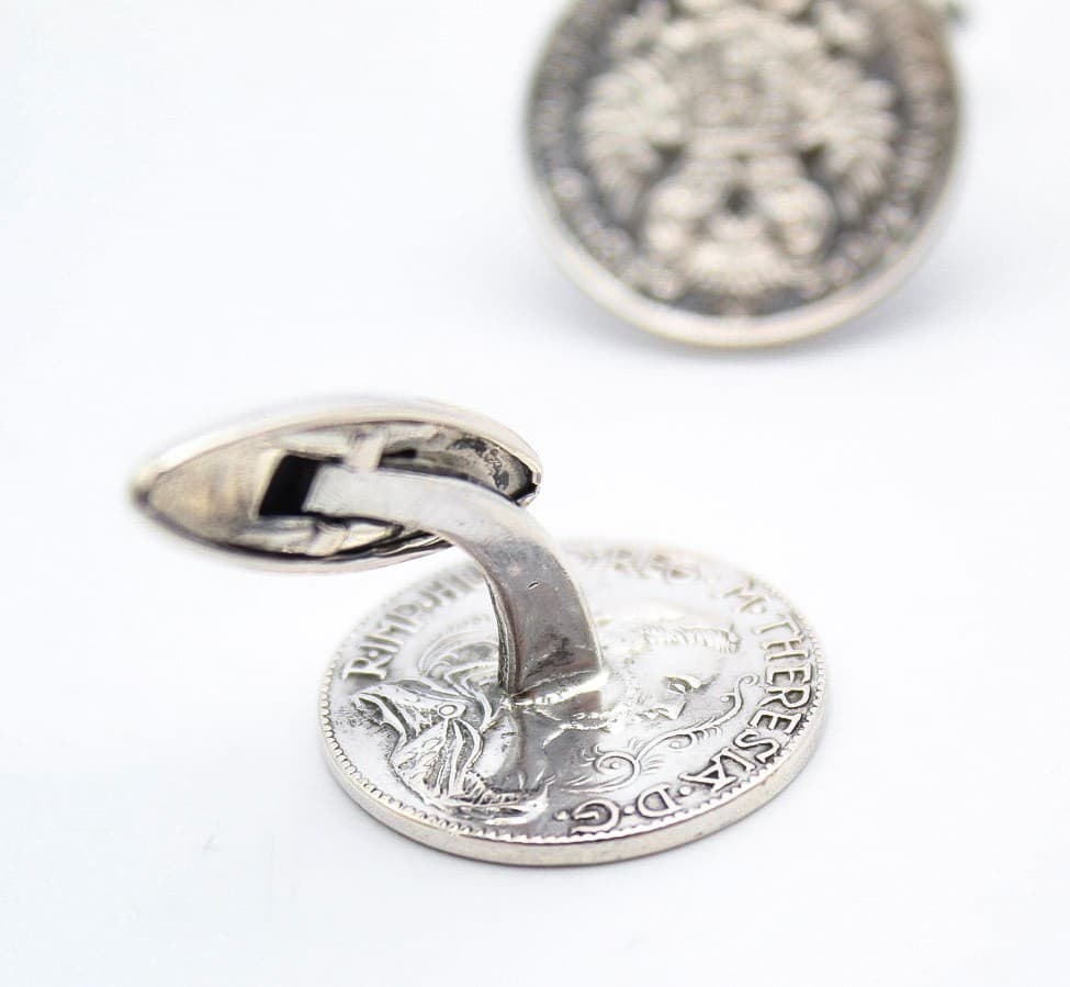 800 European Silver Austria 1769 Coin Men's Fashion Cufflinks Hallmarked - Thumbnail 4