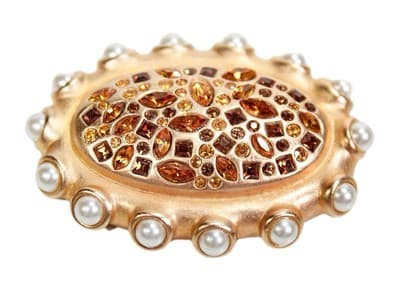SWAROVSKI Swan Signed Rhinestones Crystal Faux Pearl Brooch Pin - Image 1