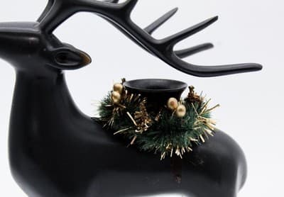 Pottery Barn Solid Bronze Reindeer Taper Christmas Holiday Candle Holder In Box - Thumbnail 6