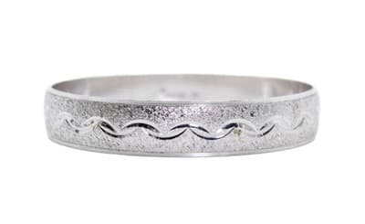 CROWN TRIFARI Vintage Silver Tone Textured Bangle Bracelet - Image 1