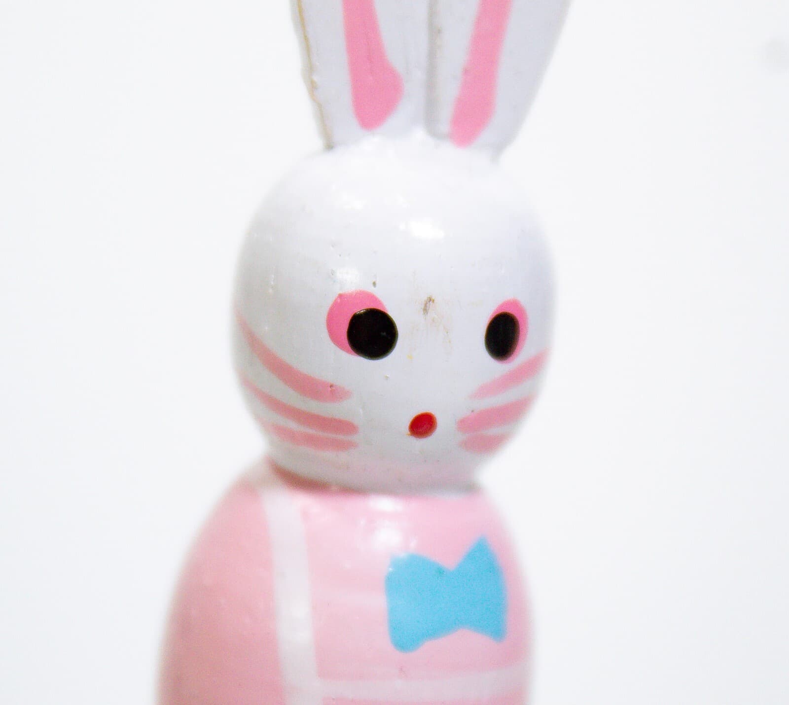Vintage Wooden Easter Bunny Multicolor Miniature Figure Ornament - Thumbnail 3