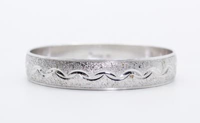 CROWN TRIFARI Vintage Silver Tone Textured Bangle Bracelet - Thumbnail 6
