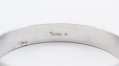 CROWN TRIFARI Vintage Silver Tone Textured Bangle Bracelet - Thumbnail 5