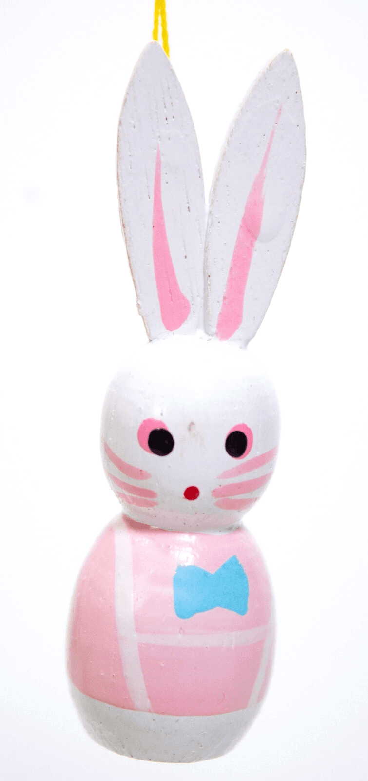 Vintage Wooden Easter Bunny Multicolor Miniature Figure Ornament - Image 1