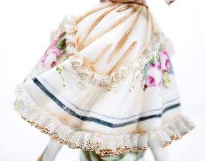 Hand Painted Italy Signed L. MOTTA Girl & Boy Porcelain Figurines Antique - Thumbnail 11