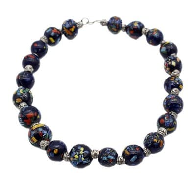 Vintage Venetian Murano Millefiori Glass Italy Beaded Mosaic Chocker Necklace - Image 1
