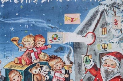 Vintage Festive Winter Santa Claus Scene Paper Christmas Advent Calendar - Thumbnail 6