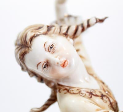 Hand Painted Italy Signed L. MOTTA Girl & Boy Porcelain Figurines Antique - Thumbnail 10
