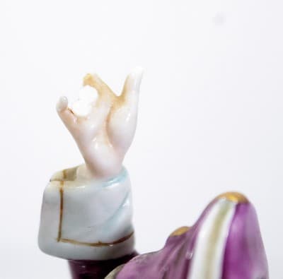 Hand Painted Italy Signed L. MOTTA Girl & Boy Porcelain Figurines Antique - Thumbnail 7