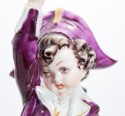 Hand Painted Italy Signed L. MOTTA Girl & Boy Porcelain Figurines Antique - Thumbnail 3