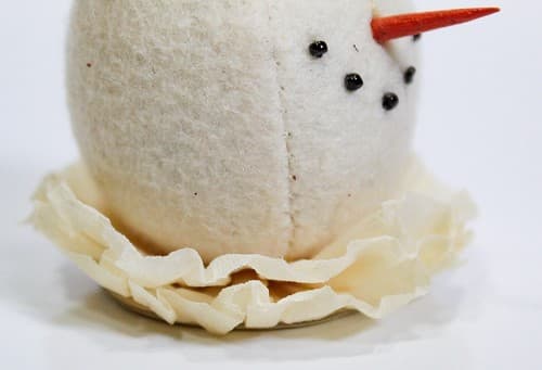 BETHANY LOWE Vtg Spun Cotton Folk Art Snowman Head Christmas Ornament Pink Hat - Thumbnail 4
