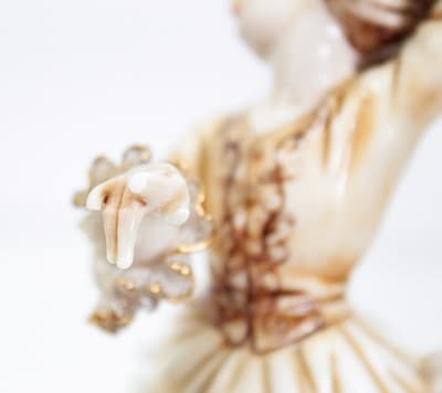 Hand Painted Italy Signed L. MOTTA Girl & Boy Porcelain Figurines Antique - Thumbnail 13