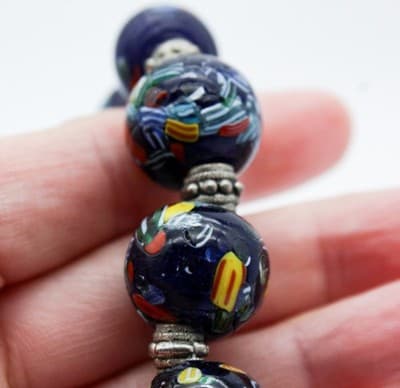 Vintage Venetian Murano Millefiori Glass Italy Beaded Mosaic Chocker Necklace - Thumbnail 6