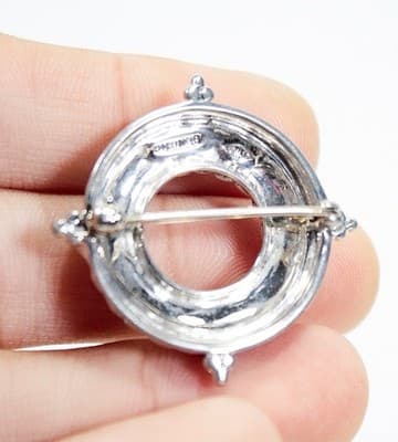 Vintage JUDITH JACK Sterling Silver Marcasite Faux Pearl Pin Brooch - Thumbnail 3