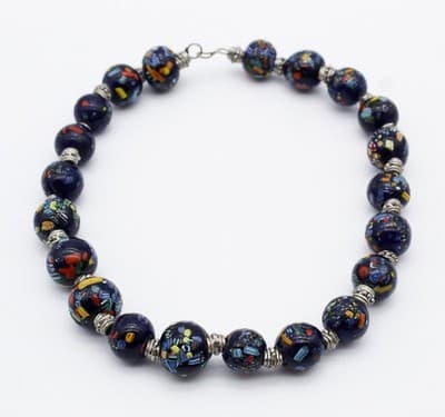 Vintage Venetian Murano Millefiori Glass Italy Beaded Mosaic Chocker Necklace - Thumbnail 9