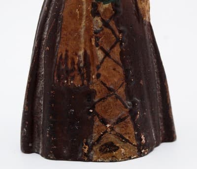 Antique Solid Heavy Cast Iron Victorian Lady In Coat Original Paint Doorstop - Thumbnail 4