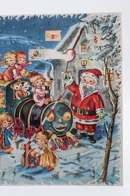Vintage Festive Winter Santa Claus Scene Paper Christmas Advent Calendar - Thumbnail 2