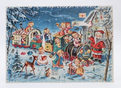 Vintage Festive Winter Santa Claus Scene Paper Christmas Advent Calendar - Thumbnail 7