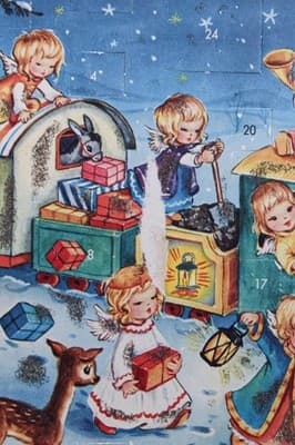 Vintage Festive Winter Santa Claus Scene Paper Christmas Advent Calendar - Thumbnail 4