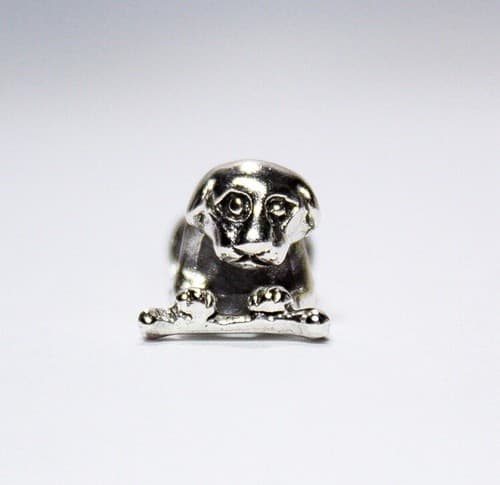 IBB Sterling Silver 925 Playing Dog w/ Bone Bead Charm For Bracelet - Thumbnail 5