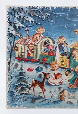 Vintage Festive Winter Santa Claus Scene Paper Christmas Advent Calendar - Thumbnail 3