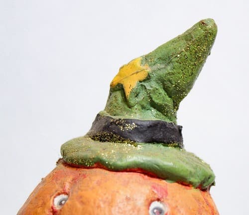 Vintage American Folk Art Pumpkin Riding Shoe Motif Halloween Decoration Figure - Thumbnail 3