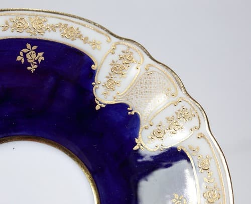 ROYAL DOULTON Antique Cobalt Gold Gilt Porcelain Boullion Cup & Saucer - Thumbnail 7