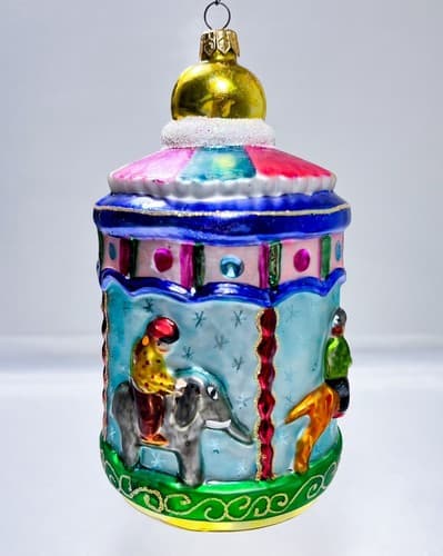 CHRISTOPHER RADKO "Merry Maytime" Circus Zoo Carousel Glass Christmas Ornament - Thumbnail 4