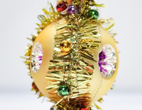 Rare Vtg Victorian Style Dresden Boy & Girl Wire Wrapped Triple Indent Ornament - Thumbnail 6