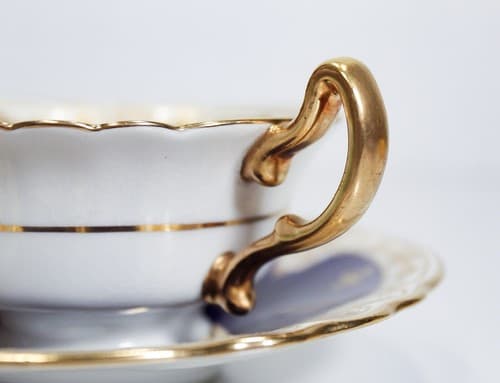 ROYAL DOULTON Antique Cobalt Gold Gilt Porcelain Boullion Cup & Saucer - Thumbnail 3