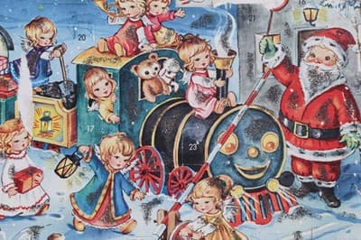 Vintage Festive Winter Santa Claus Scene Paper Christmas Advent Calendar - Thumbnail 5