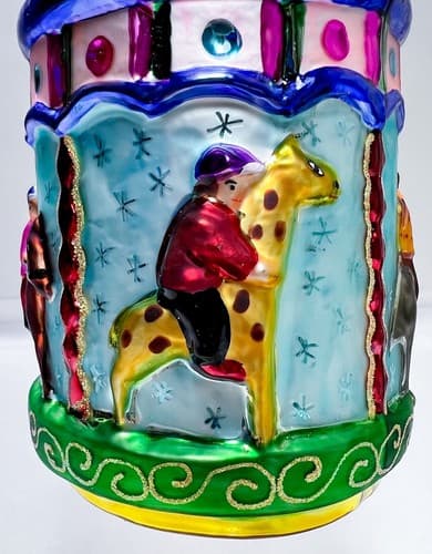 CHRISTOPHER RADKO "Merry Maytime" Circus Zoo Carousel Glass Christmas Ornament - Thumbnail 2
