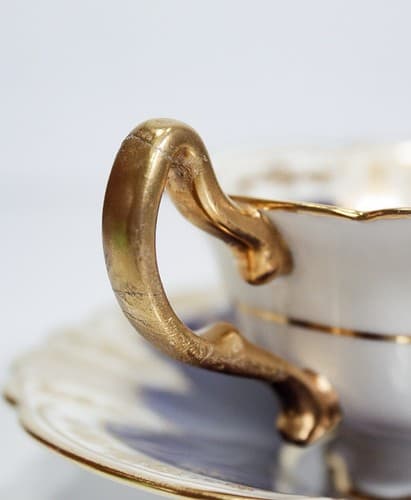 ROYAL DOULTON Antique Cobalt Gold Gilt Porcelain Boullion Cup & Saucer - Thumbnail 4