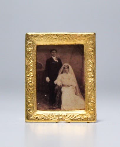 Antique Artisan Dollhouse Miniature Tintype Photograph On Frame Wall Art 1:12 - Thumbnail 2