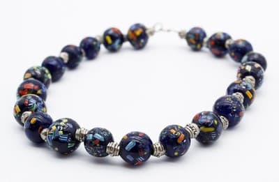 Vintage Venetian Murano Millefiori Glass Italy Beaded Mosaic Chocker Necklace - Thumbnail 3
