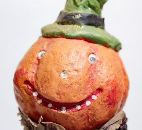 Vintage American Folk Art Pumpkin Riding Shoe Motif Halloween Decoration Figure - Thumbnail 2