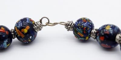 Vintage Venetian Murano Millefiori Glass Italy Beaded Mosaic Chocker Necklace - Thumbnail 8