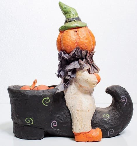 Vintage American Folk Art Pumpkin Riding Shoe Motif Halloween Decoration Figure - Thumbnail 7